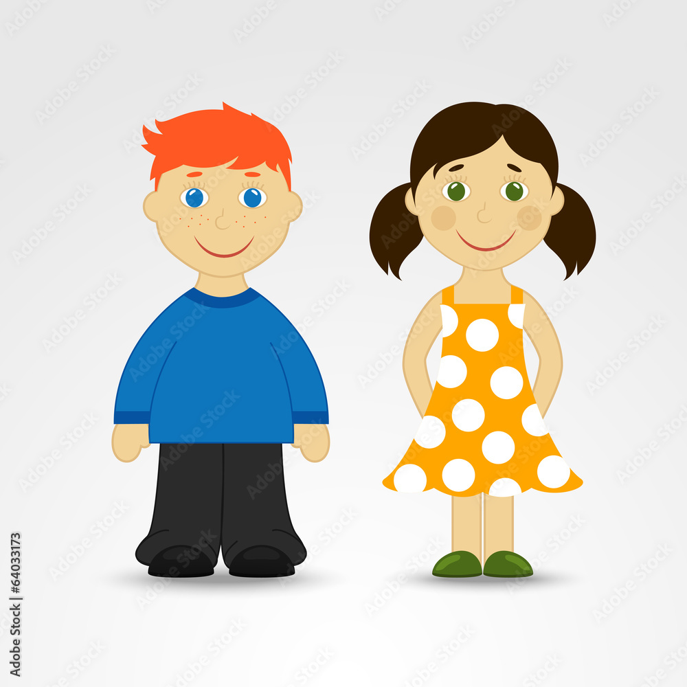 Cartoon boy and girl Cartoon boy and girl