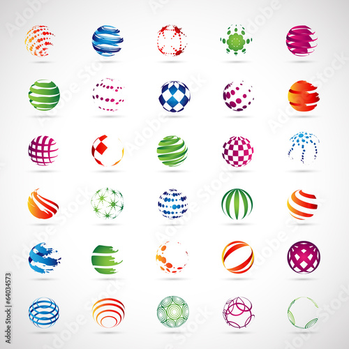 Fototapeta Naklejka Na Ścianę i Meble -  Sphere Icons Set - Isolated On Gray Background