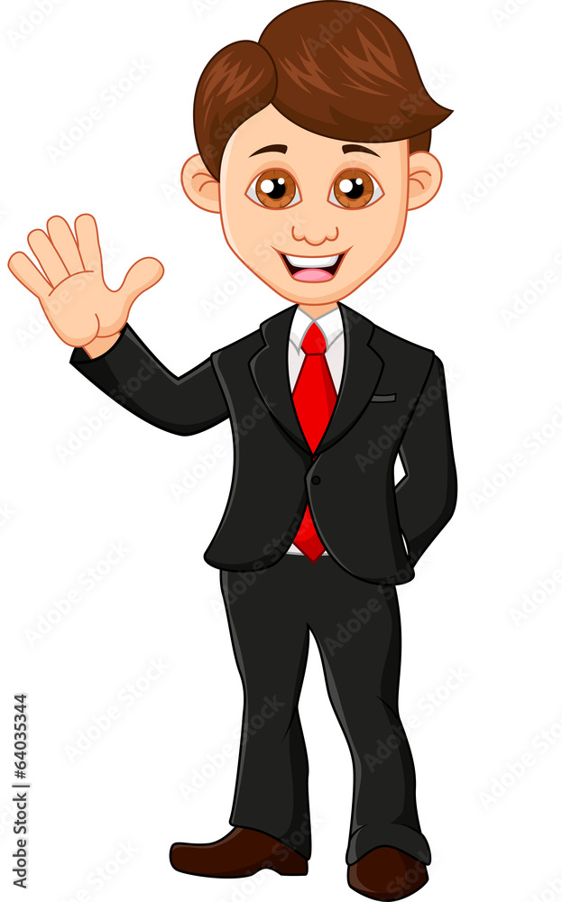 Businessman waving hand