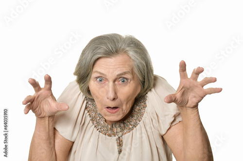 Angry elderly woman