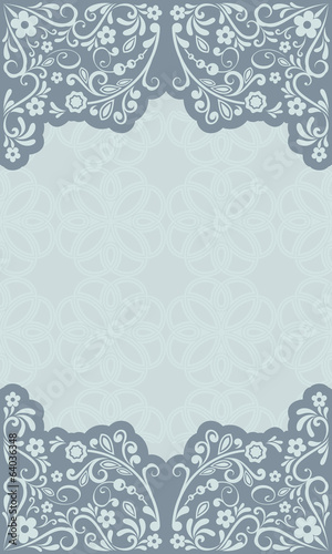 Abstract grey blue floral vintage card design