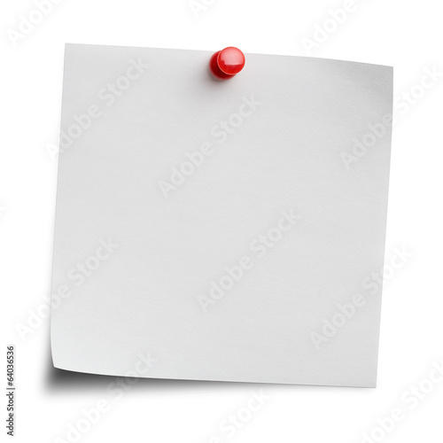 Blank note isolated on white background with clipping path