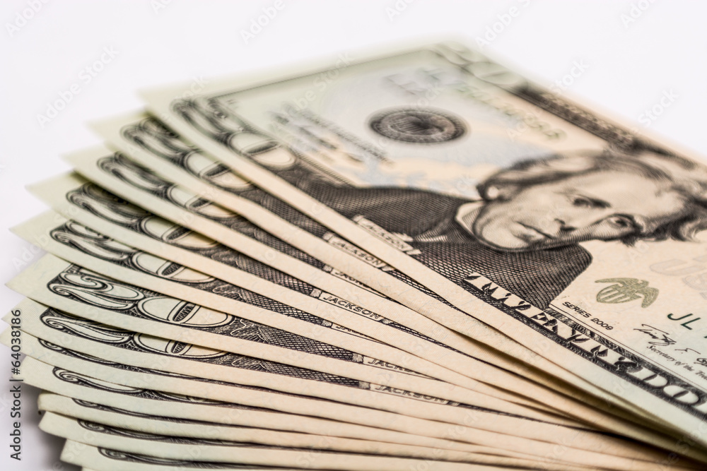 US Dollar bills, veer of money