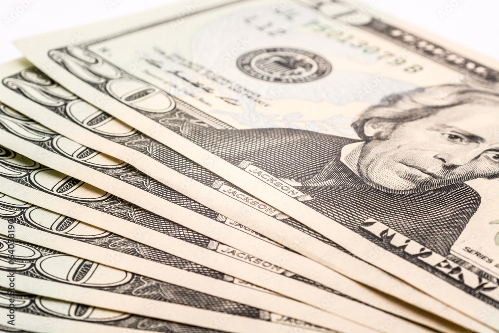 US Dollar bills, veer of money