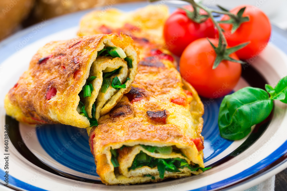 Omelet with vegetables and herbs Omelet with vegetables and herbs