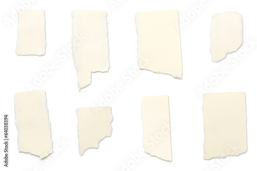 Wallpaper Mural ripped yellow pieces of paper, isolated on white Torontodigital.ca