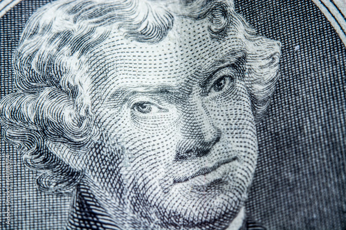 two dollar bill, super close up