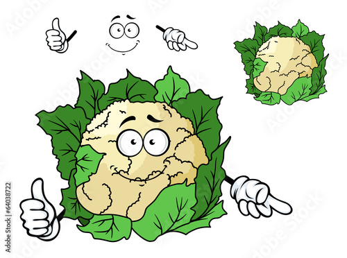 Cute happy cartoon cauliflower