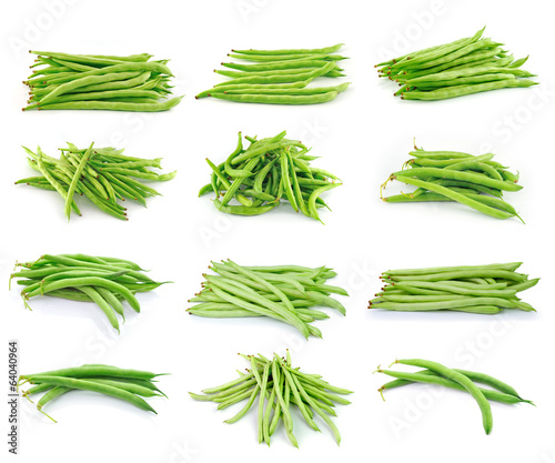 green beans on white background