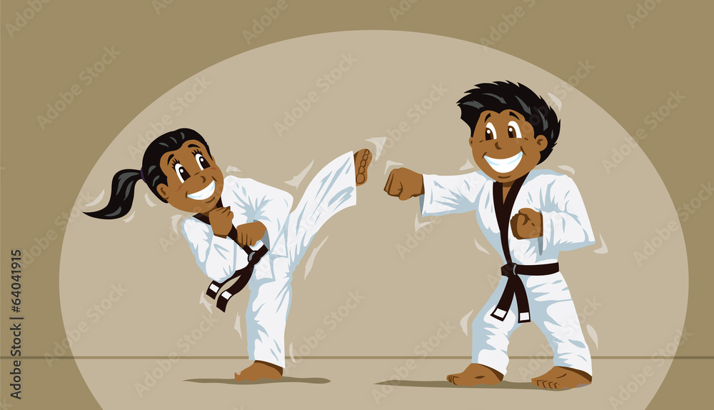 Children practicing martial arts
