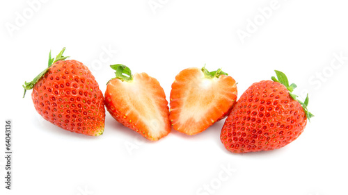 fresh strawberries isolated on white background.