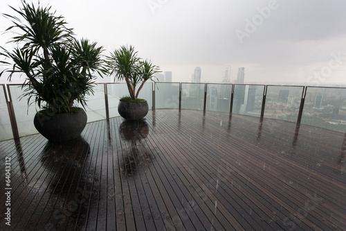Midday monsoon rain in Singapore