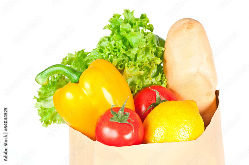 Fresh healthy groceries in a paper bag Fresh healthy groceries in a paper bag