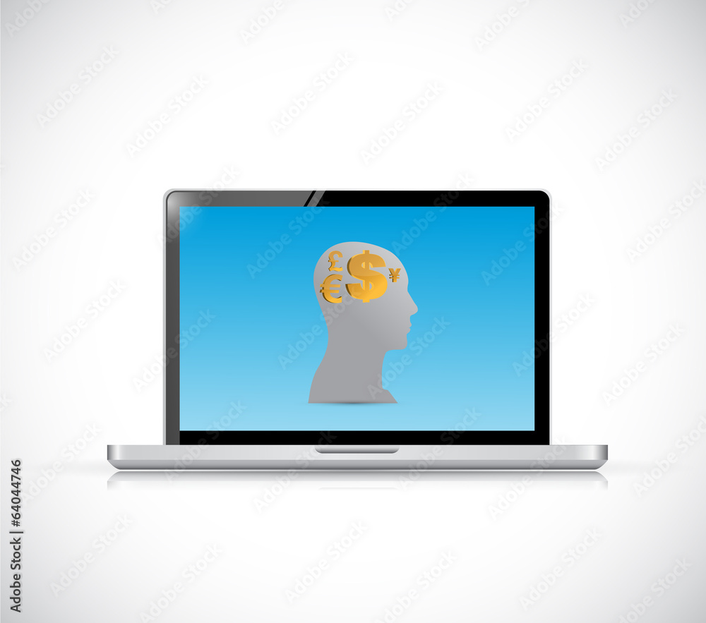 money on my mind on a laptop concept. illustration money on my mind on a laptop concept. illustration