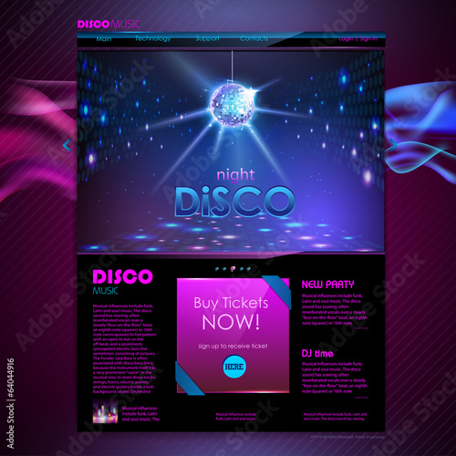 Web site template design. Disco background