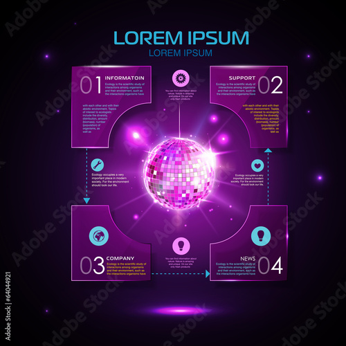 Web site template design. Disco background
