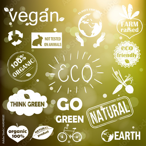 Set of organic and farm fresh food badges and labels