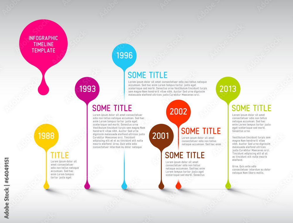 Colorful Infographic timeline report template with bubbles