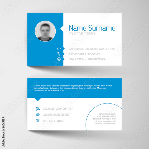 Modern business card template with flat user interface