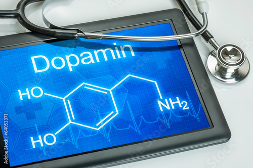 Tablet mit der chemischen Strukturformel von Dopamin