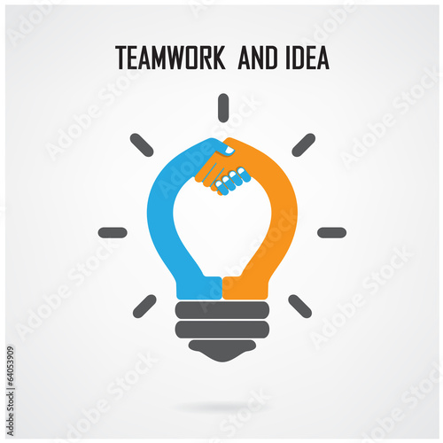Creative light bulb Idea and handshake sign concept background