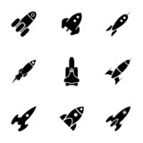 Vector black rocket icons set
