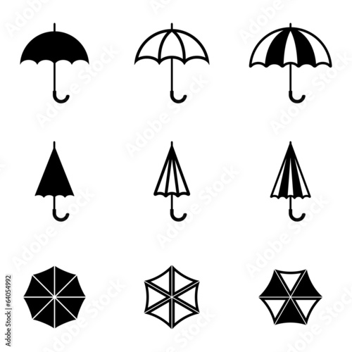 Vector black umbrella icons set photo