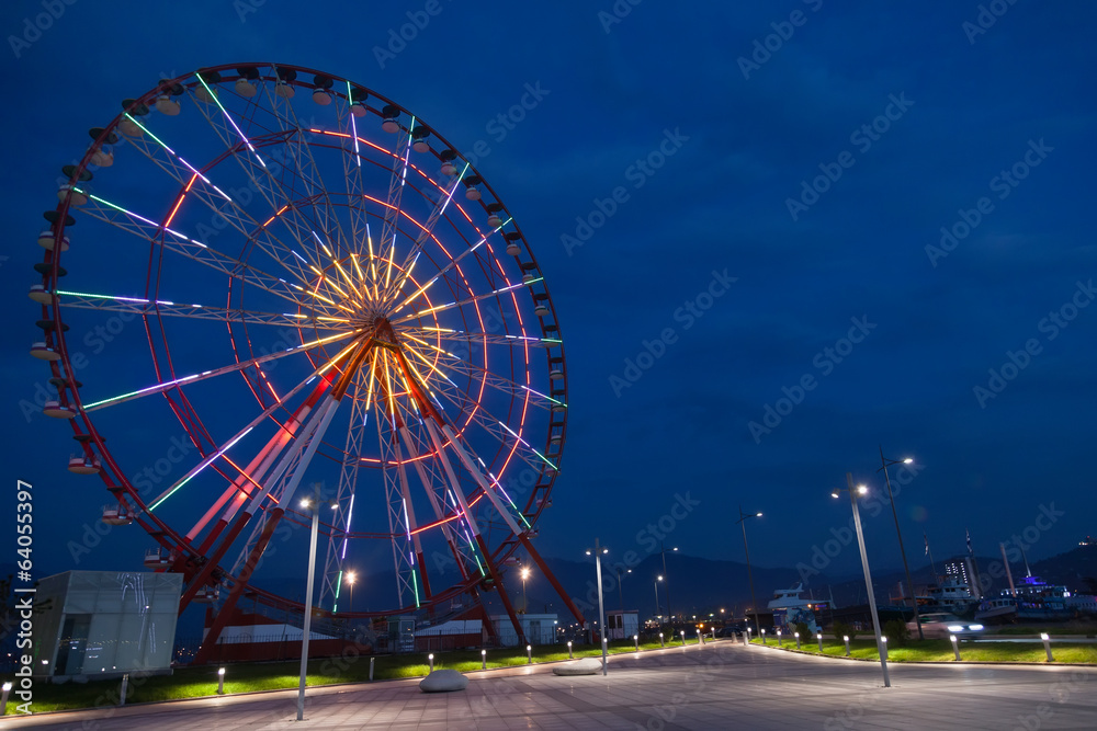 Ferris wheel and night park