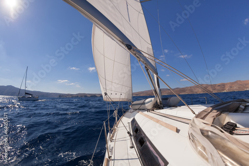 Sailboat crop during the regatta near greek islands © aragami