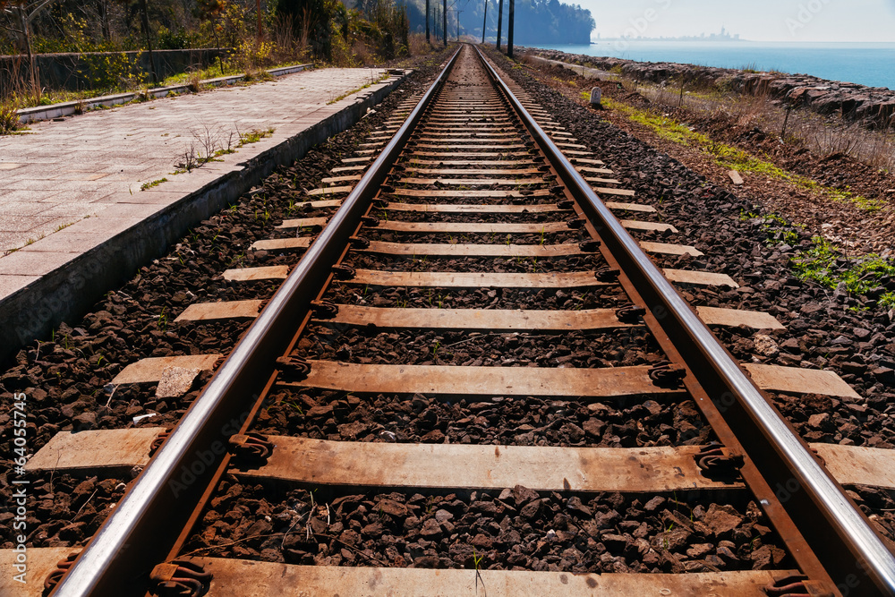 Railroad track near sea beach, Batumi, Georgia Railroad track near sea beach, Batumi, Georgia