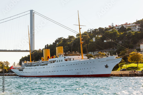 Photo Bosporus and old white steamer