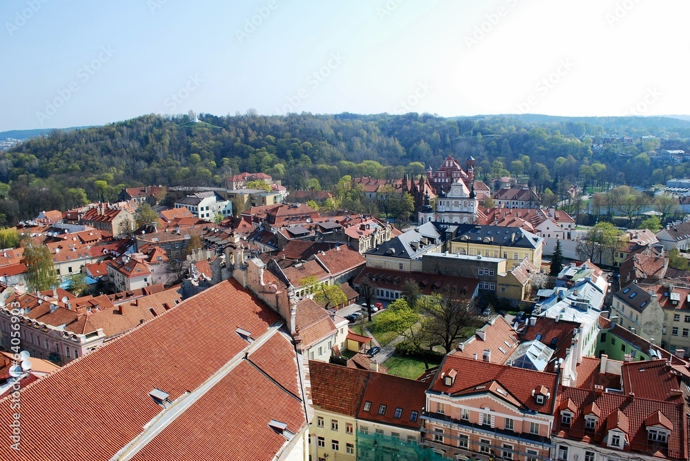 View of the old Vilnius from the tower of church