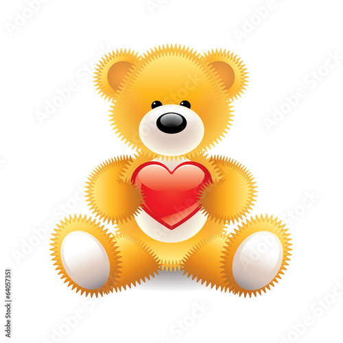 Fototapeta Naklejka Na Ścianę i Meble -  Teddy bear with heart vector illustration