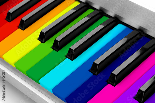 Colorful piano keyboard close-up