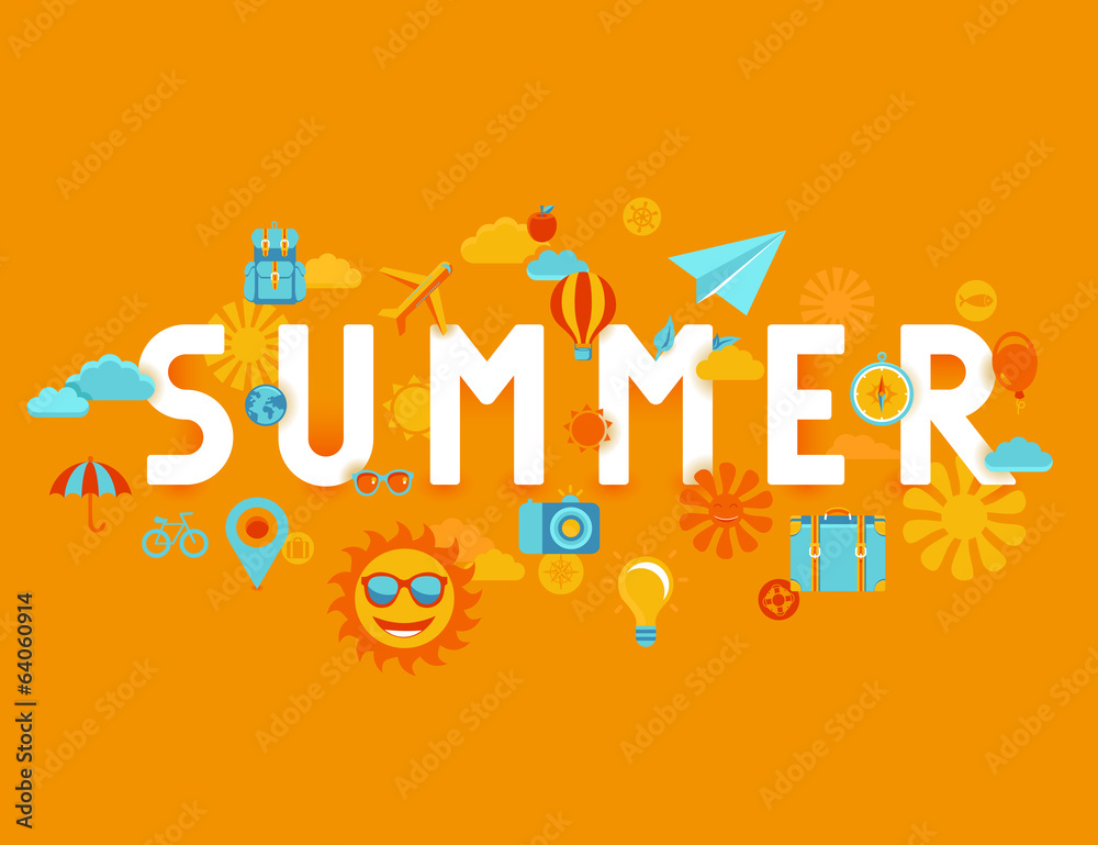 Vector summer poster in flat style Vector summer poster in flat style