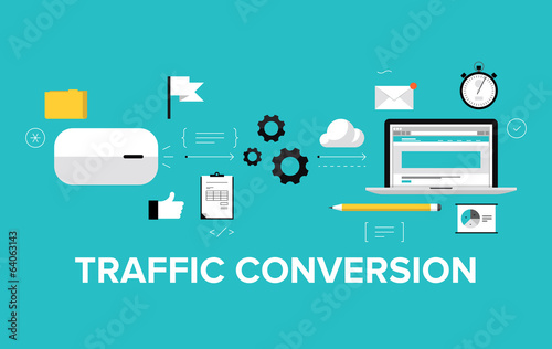 Traffic conversion flat illustration concept