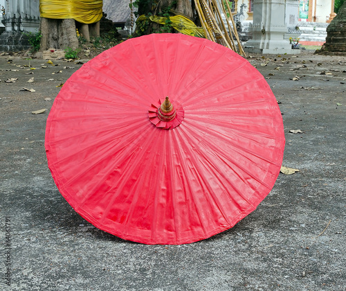 A handmade red  Asian parasol or umbrella