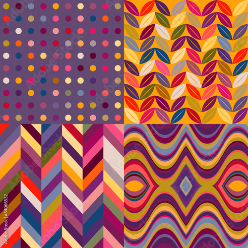 Set of Vector Retro Seamless Abstract Wavy Backgrounds