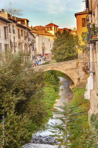 Old Bridge Walking Street River Rio Darro Albaicin Granada photo