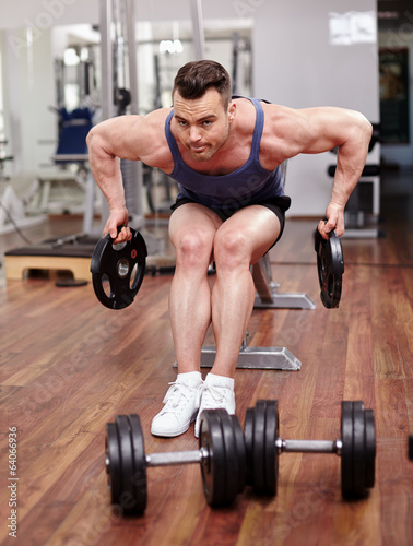 Man working with dumbbells