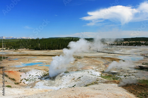 Steaming pool of Geysers at Norris Basin in Yellowstone