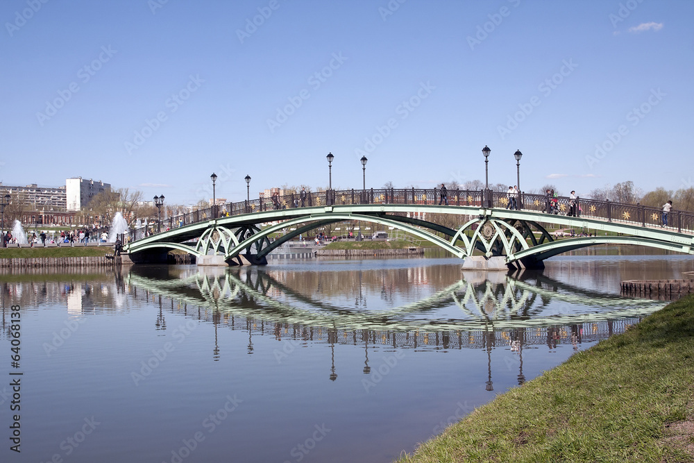 Tsaritsino museum and reserve in Moscow. The bridge across the p
