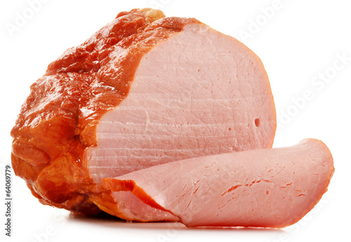 Piece of fresh ham isolated on white
