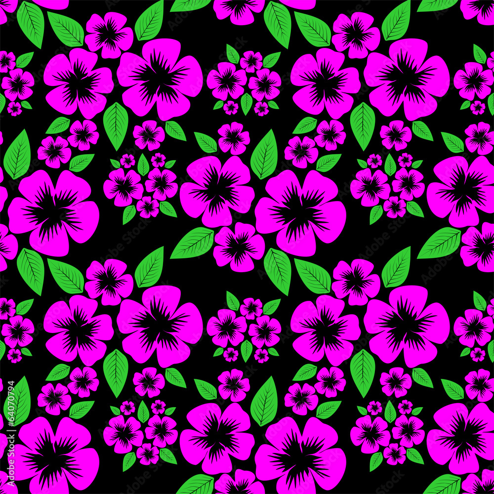 Seamless Pattern with pink Flowers on the black. Seamless Pattern with pink Flowers on the black.