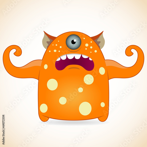 One-eyed orange monster