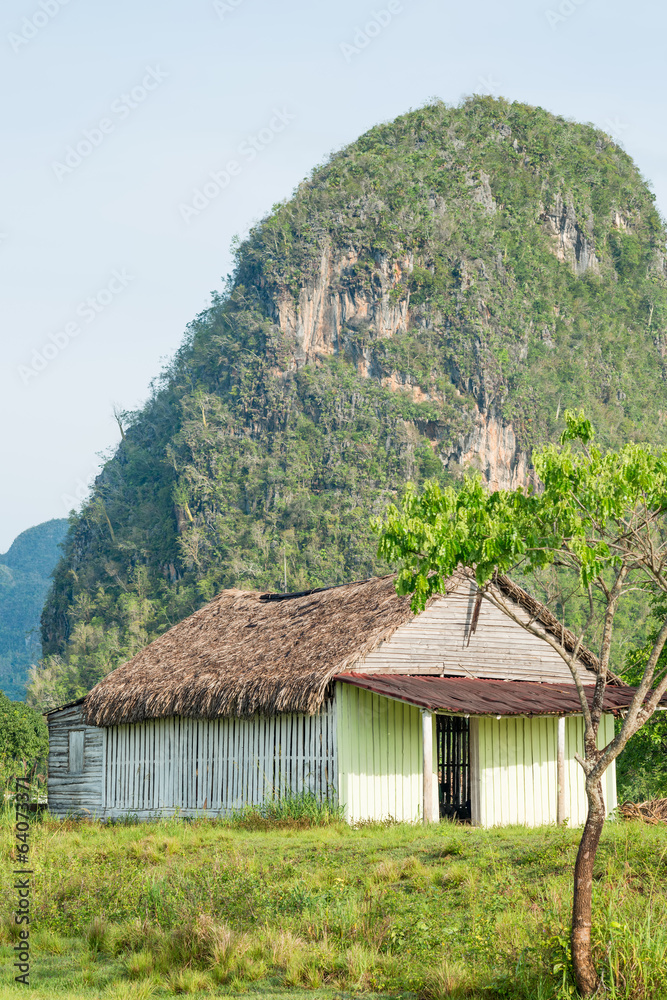 Rural scene with a rustic house at the Vinales Valley in Cuba Rural scene with a rustic house at the Vinales Valley in Cuba