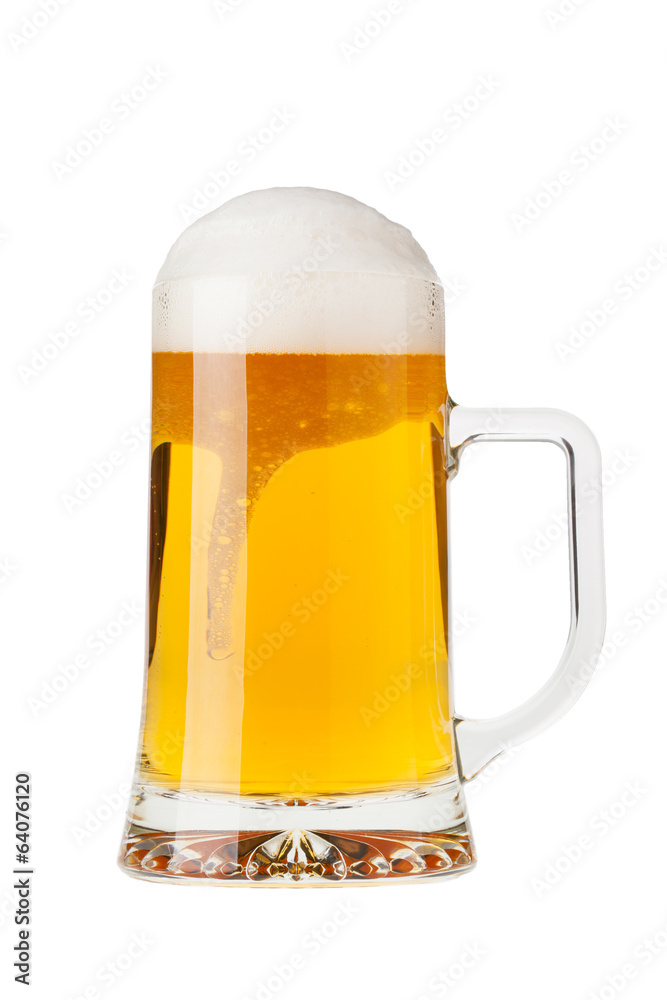 A pint of sparkling beer isolated on white background A pint of sparkling beer isolated on white background