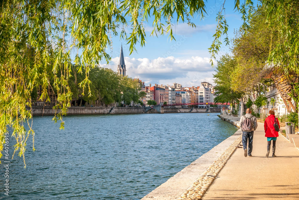 Obraz premium Quai de Saône à Lyon