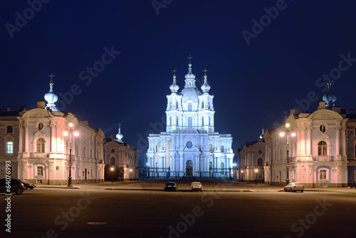 Smolniy Cathedral at night, Saint Petersburg