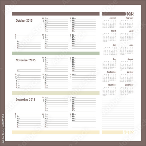 Vector planner for 20134 -Three month calendar